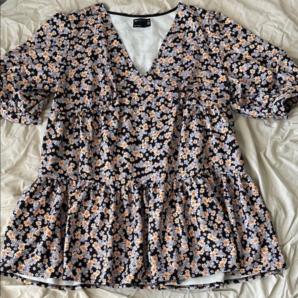 ASOS Curve Floral Puff Sleeve Dress
